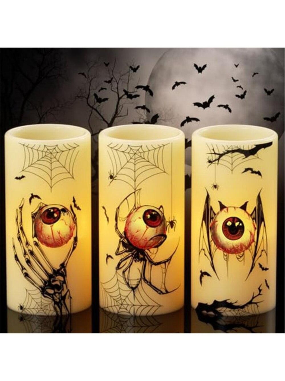 Spooky Halloween Flameless Candles Battery Operated with 6H Timer